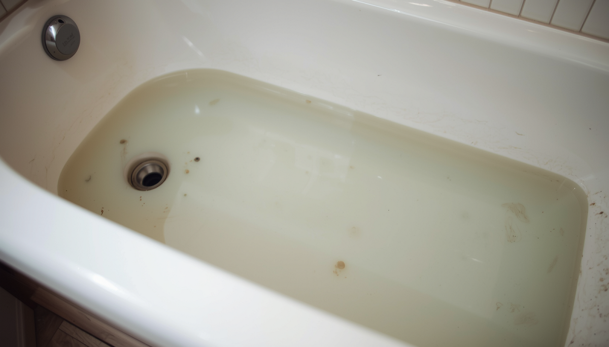 bathtub with standing water